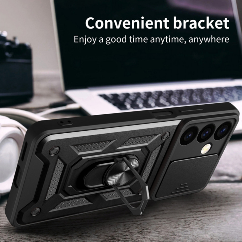 Husa Samsung Galaxy S24 Plus cu inel magnetic, Skyddar CamShield - Negru - 2 | YEO
