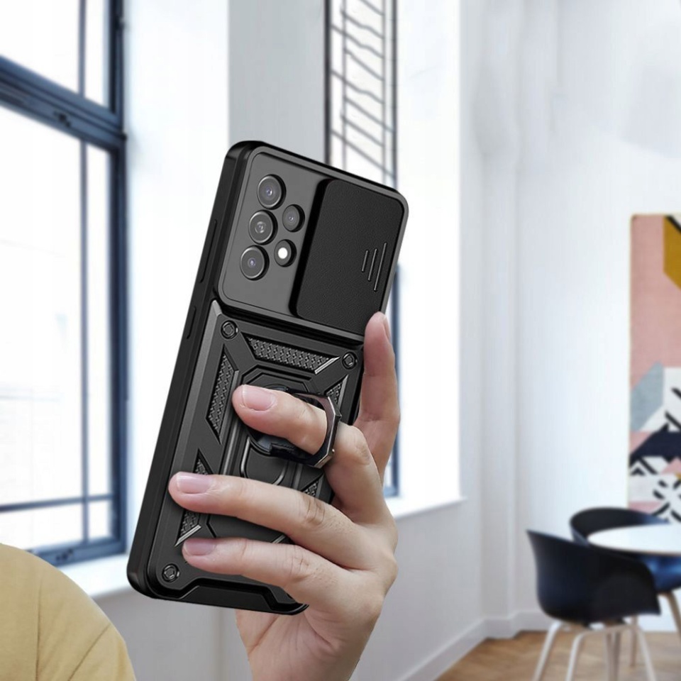 Husa Samsung Galaxy Xcover7 cu inel magnetic si protectie camera Skyddar CamShield - Albastru - 3 | YEO
