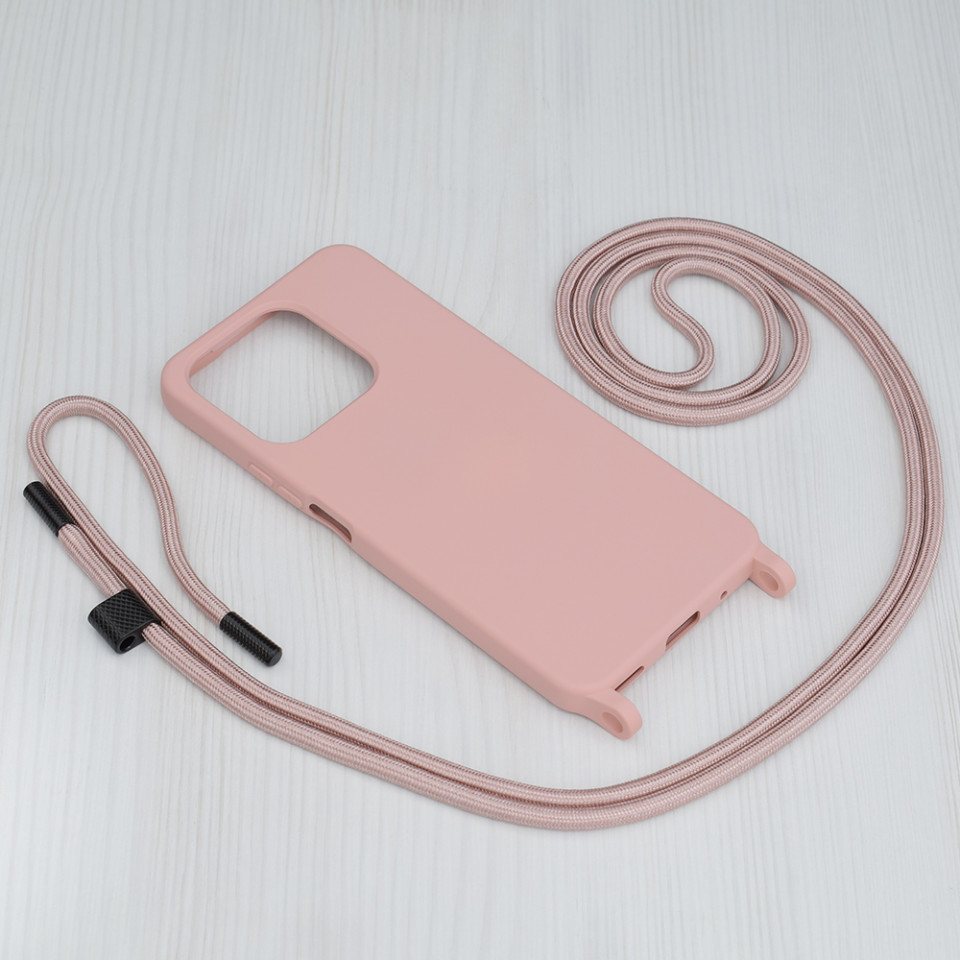 Husa silicon Honor X8a cu snur, Techsuit Crossbody Lanyard - Roz - 5