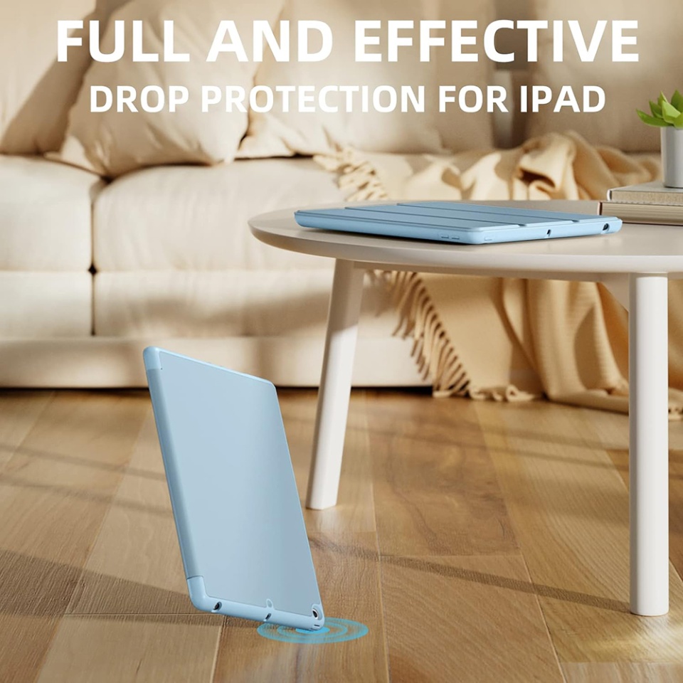 Husa tableta pentru iPad 10.2 (2019 / 2020 / 2021) cu suport cu 2 Unghiuri și functie Sleep/Wake, SKDR OfficeMate - Bleu - 1 | YEO
