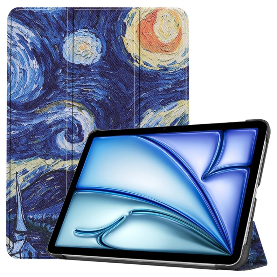 Husa tableta pentru iPad Air 11 (2024) / Air 11 (2025), SKYDDAR INNOVATION, cu suport Multi-Unghi si functie Sleep/Wake, FoldPro, Starry night, set cu sticker