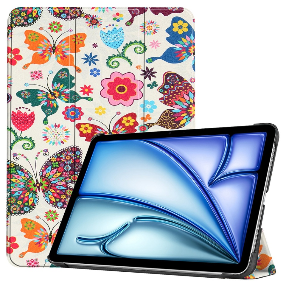 Husa tableta pentru iPad Air 13 (2024) / Air 13 (2025), SKYDDAR INNOVATION, cu suport Multi-Unghi si functie Sleep/Wake, FoldPro, Butterfly, set cu sticker