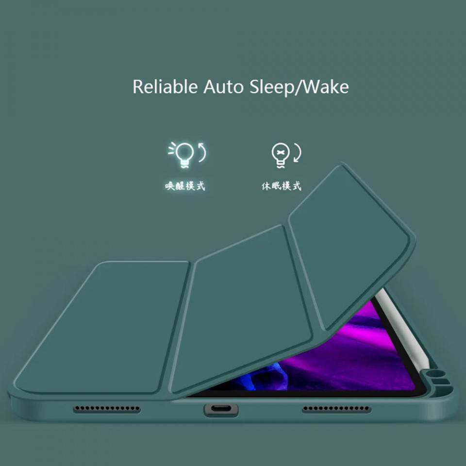 Husa tableta pentru iPad Air 4 (2020) / Air 5 (2022) cu suport 2 Unghiuri și functie Sleep/Wake, SKDR OfficeMate - Verde inchis - 3 | YEO