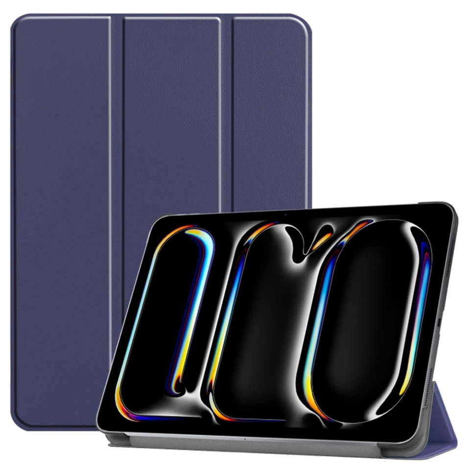 Husa tableta pentru iPad Pro 11 (2024), SKYDDAR INNOVATION, cu suport Multi-Unghi si functie Sleep/Wake, FoldPro, Albastru, set cu sticker