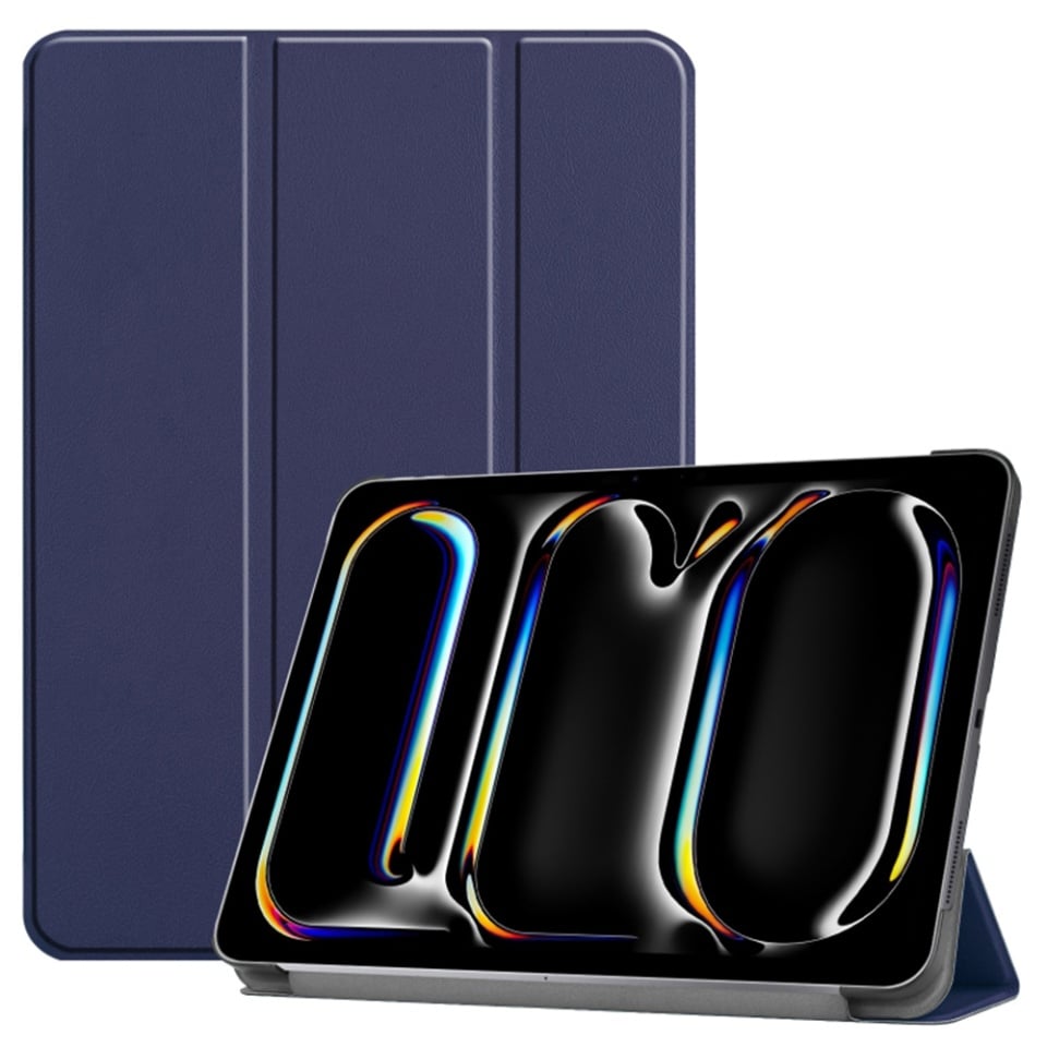 Husa tableta pentru iPad Pro 13 (2024), SKYDDAR INNOVATION, cu suport Multi-Unghi si functie Sleep/Wake, FoldPro, Albastru, set cu sticker