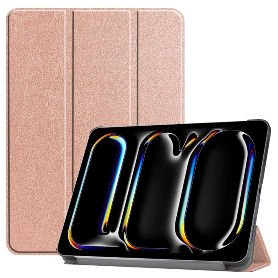 Husa tableta pentru iPad Pro 13 (2024), SKYDDAR INNOVATION, cu suport Multi-Unghi si functie Sleep/Wake, FoldPro, Roz, set cu sticker