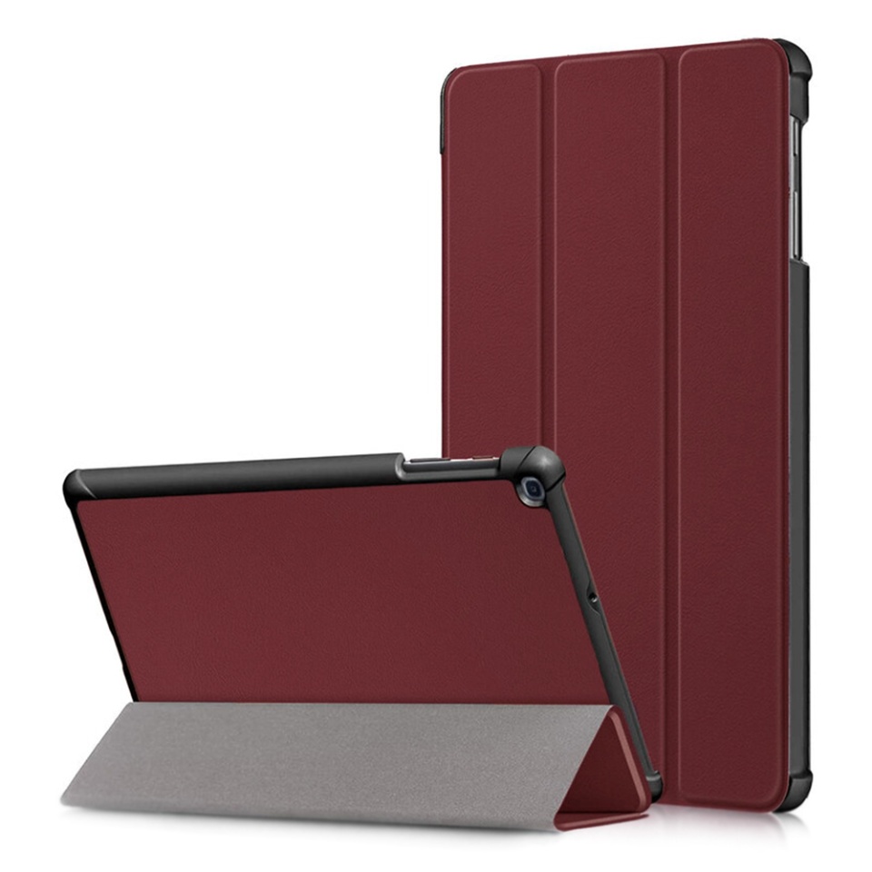 Husa tableta pentru Samsung Galaxy Tab A 10.1 2019 T510, SKYDDAR INNOVATION, cu suport Multi-Unghi si functie Sleep/Wake, FoldPro, Rosu, set cu sticker