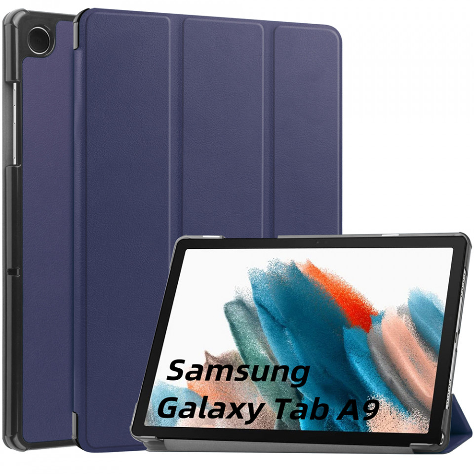 Husa tableta pentru Samsung Galaxy Tab A9 cu suport Multi-Unghi și functie Sleep/Wake , SKYDDAR FoldVision - Albastru