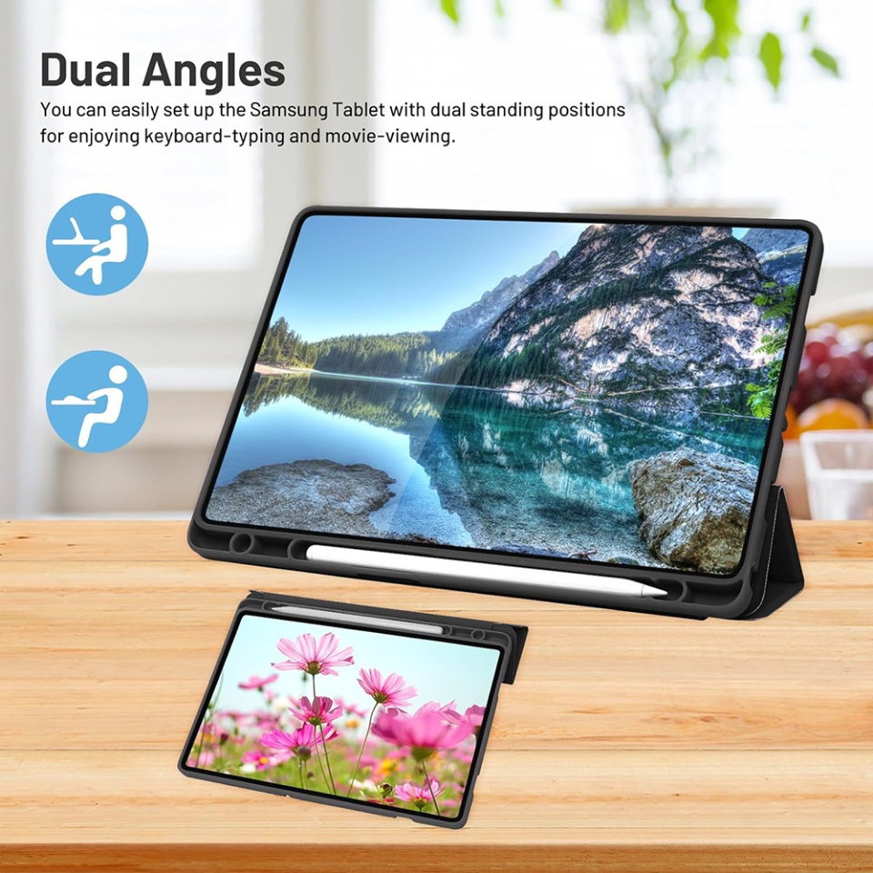 Husa tableta pentru Samsung Galaxy Tab A9 Plus cu suport cu 2 Unghiuri și functie Sleep/Wake, SKDR OfficeMate - Verde deschis - 2 | YEO
