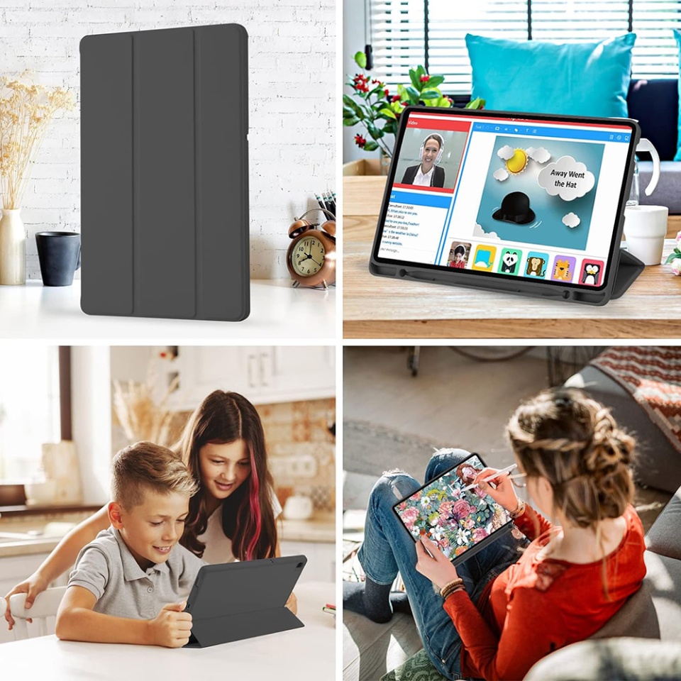 Husa tableta pentru Samsung Galaxy Tab S6 Lite (2020/2022/2024) cu suport cu 2 Unghiuri și functie Sleep/Wake, SKDR OfficeMate - Negru - 2 | YEO