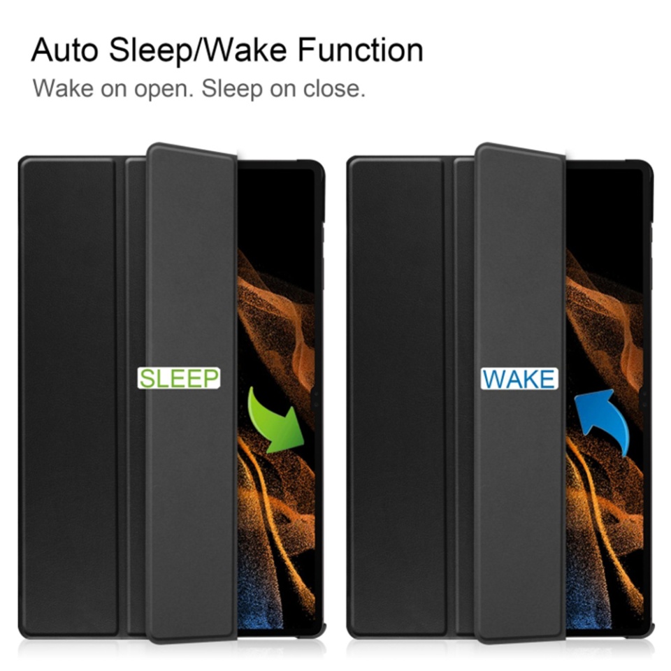 Husa tableta pentru Samsung Galaxy Tab S8 Ultra, SKYDDAR INNOVATION, cu suport Multi-Unghi si functie Sleep/Wake, FoldPro, Negru, set cu sticker - 2 | YEO
