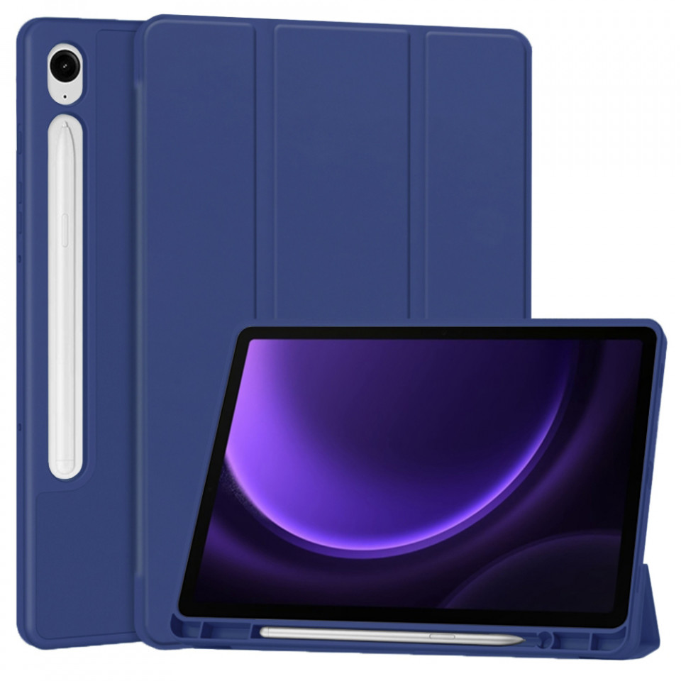 Husa tableta pentru Samsung Galaxy Tab S9 FE cu suport 2 Unghiuri și functie Sleep/Wake, SKDR OfficeMate - Bleumarin