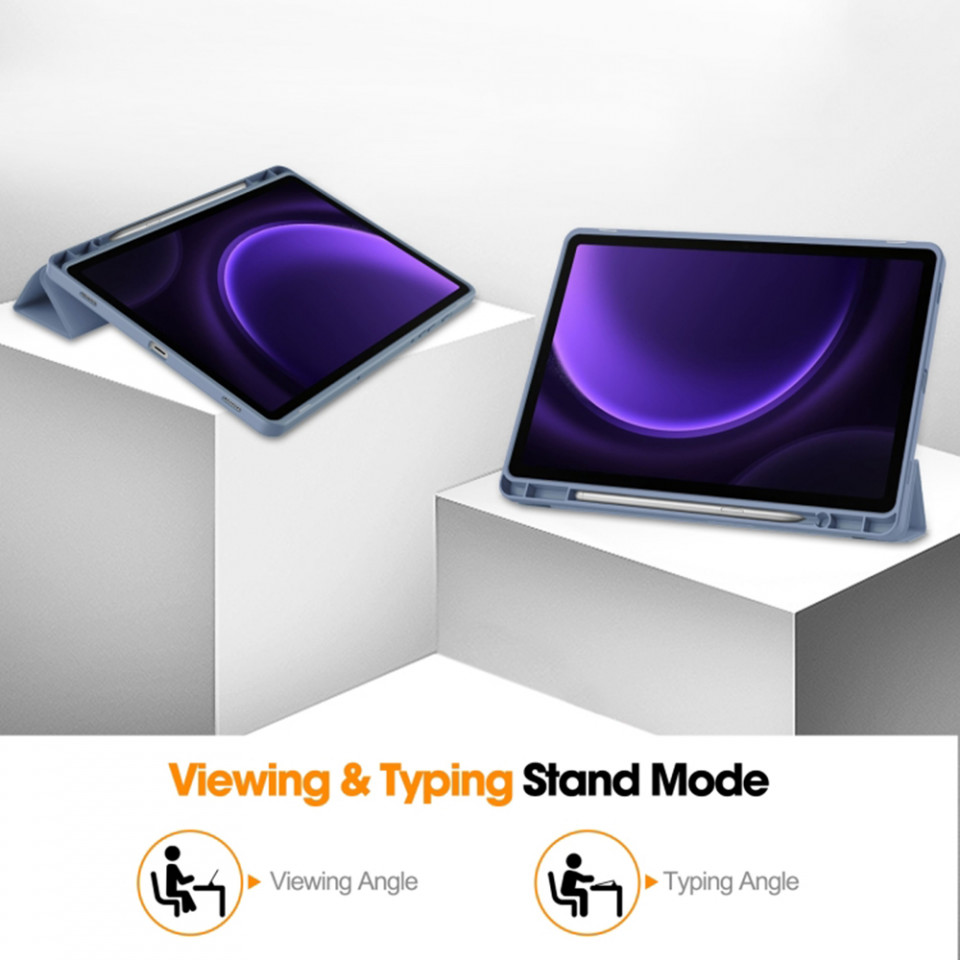 Husa tableta pentru Samsung Galaxy Tab S9 FE cu suport 2 Unghiuri și functie Sleep/Wake, SKDR OfficeMate - Mov - 3 | YEO