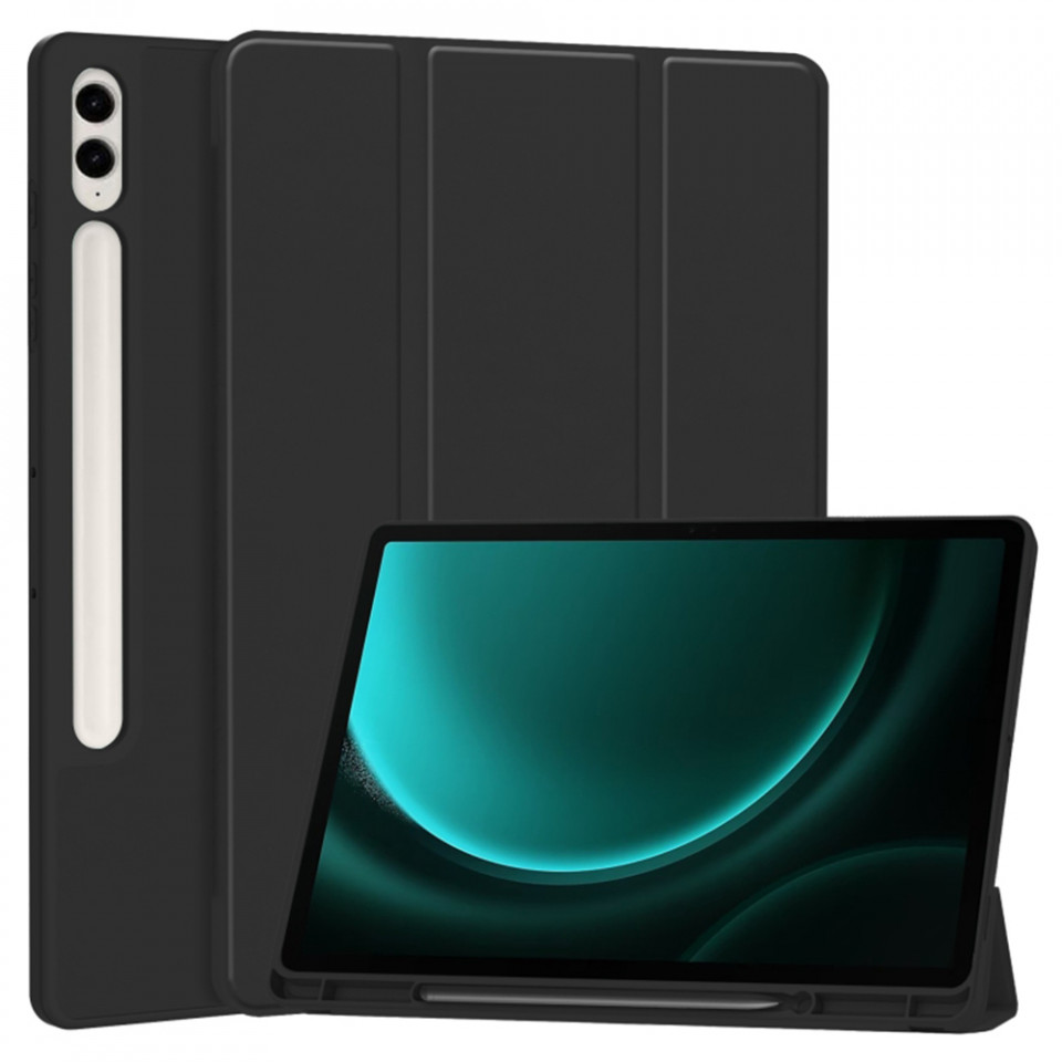Husa tableta pentru Samsung Galaxy Tab S9 FE Plus cu suport 2 Unghiuri și functie Sleep/Wake, SKDR OfficeMate - Negru