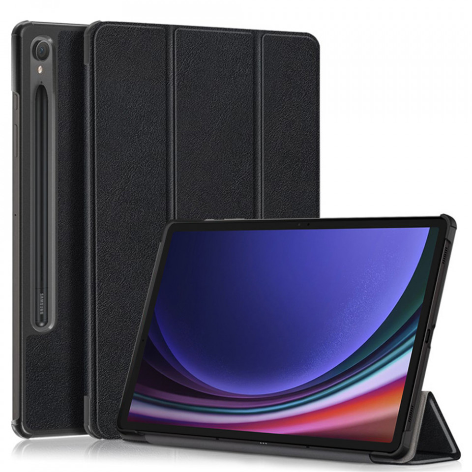Husa tableta pentru Samsung Galaxy Tab S9 / Galaxy Tab S9 FE cu suport Multi-Unghi și functie Sleep/Wake , SKYDDAR FoldVision - Negru