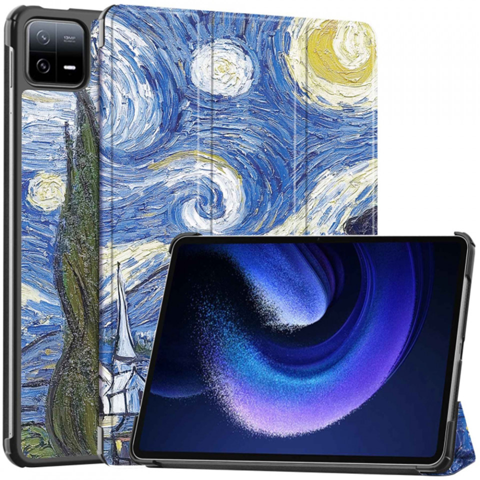 Husa tableta pentru Xiaomi Pad 6 / Pad 6 Pro cu suport Multi-Unghi și functie Sleep/Wake , SKYDDAR FoldVision Colour - Starry night