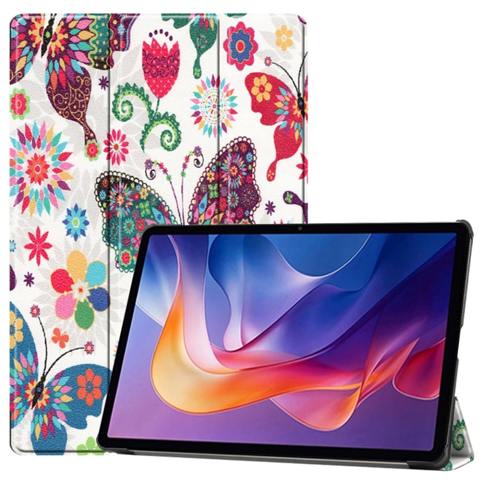 Husa tableta pentru Xiaomi Redmi Pad 2, SKYDDAR INNOVATION, cu suport Multi-Unghi si functie Sleep/Wake, FoldPro, Butterfly, set cu sticker