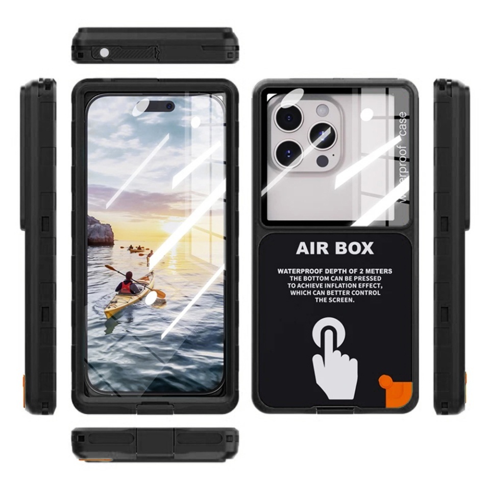 Husa Telefon Impermeabila Universala până la 6.9 inch, ShellBox AirBox IP68, Negru - 1 | YEO
