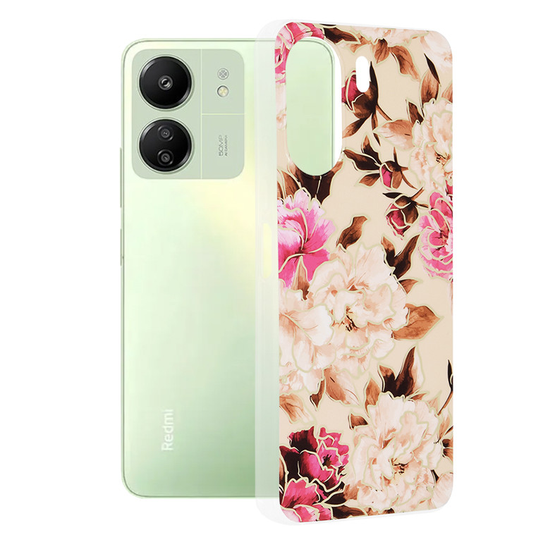 Husa Xiaomi Redmi 13C 4G / Poco C65 din silicon, Techsuit Marble - Bej