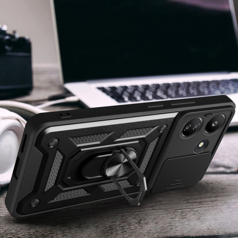 Husa Xiaomi Redmi 13C 5G / Poco M6 cu inel magnetic si protectie camera Skyddar CamShield - Mint - 3 | YEO
