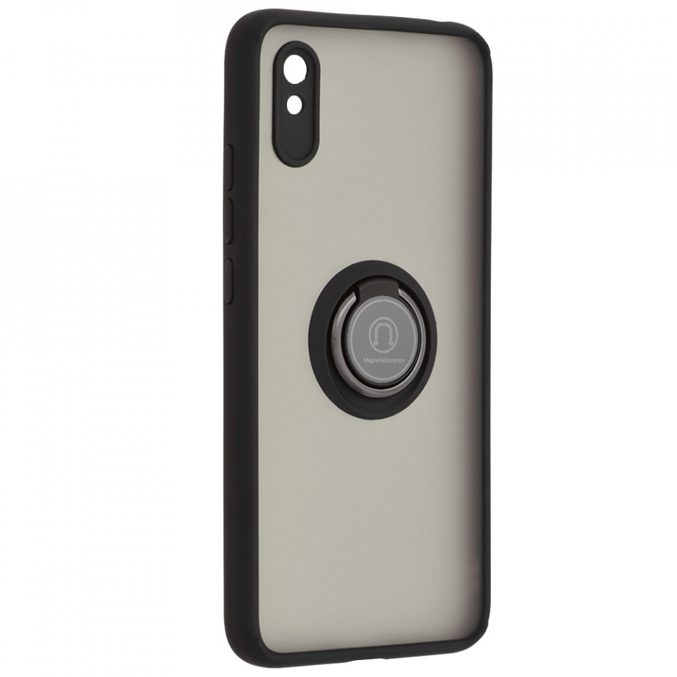 Husă Xiaomi Redmi 9A / Redmi 9AT SKYDDAR Glinth+ cu Inel Rotativ 360°, Compatibilitate Magnetică, Absorbție Șocuri, Design Subțire și Elegant - Negru - 2 | YEO
