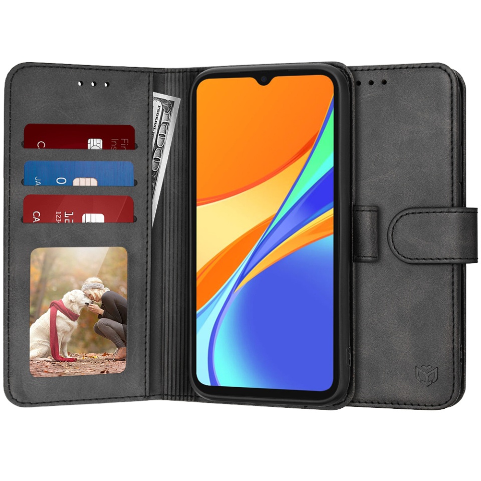 Husa Xiaomi Redmi 9C NFC / Redmi 9C tip carte, cu Portofel Interior, Protectie la socuri, SKYDDAR Elite Book - Negru