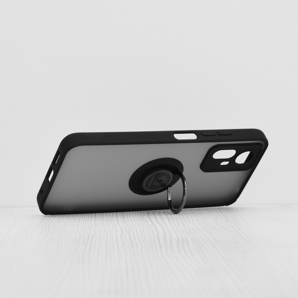 Husă Xiaomi Redmi Note 12S SKYDDAR Glinth+ cu Inel Rotativ 360°, Compatibilitate Magnetică, Absorbție Șocuri, Design Subțire și Elegant - Negru - 1 | YEO
