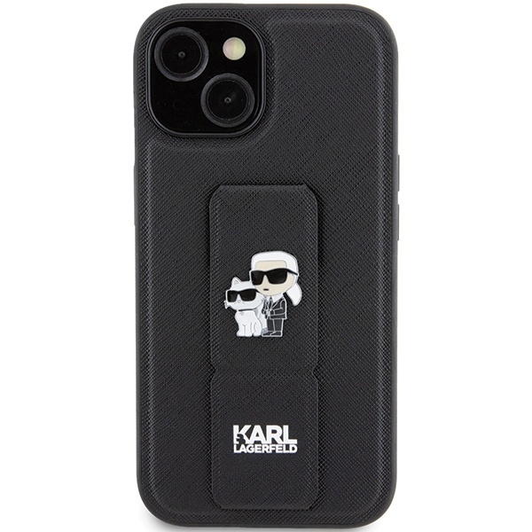 Huse pentru iPhone 14 Plus / 15 Plus, Karl Lagerfeld, Saffiano Gripstand, Negru - 2 | YEO