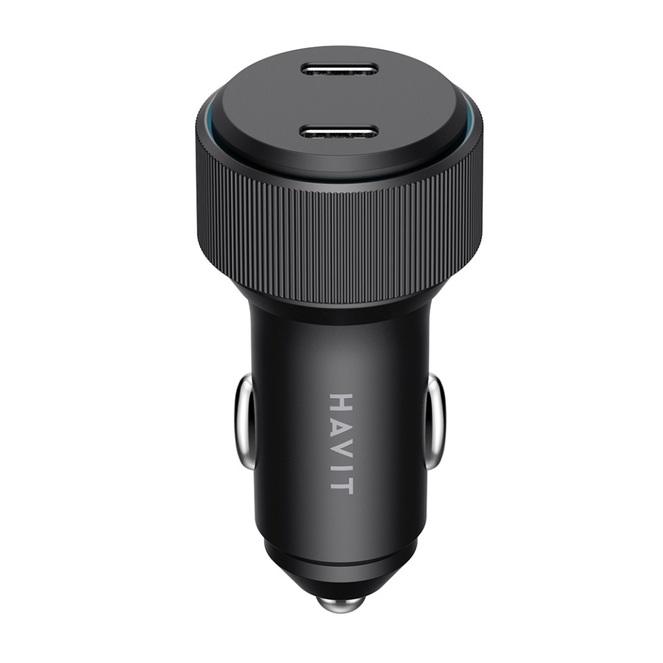 Incarcator Auto Fast Charge, 2x Type-C, PD30W, 3A, Havit CC2014, Negru - 1 | YEO