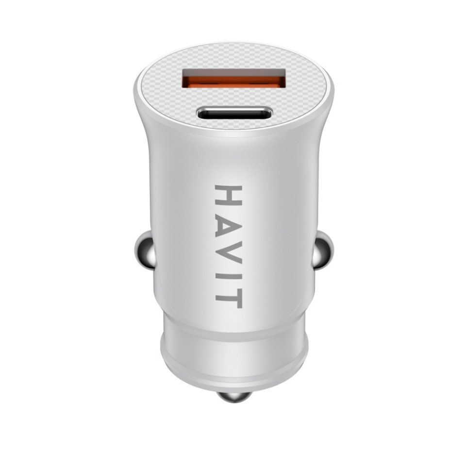 Incarcator Auto Fast Charge, USB, Type-C, PD20W, 3A, PC, Havit CC2022, Alb - 1 | YEO