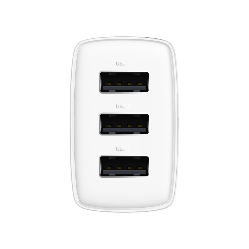 Incarcator de Priza 3xUSB, 17W, Baseus - Alb - 2 | YEO