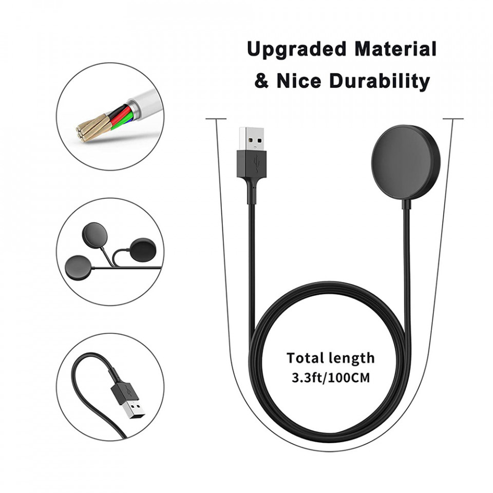 Incarcator pentru Samsung Watch, USB, 2.5W, Metal Case - Techsuit (TSC12) - Black - 2 | YEO