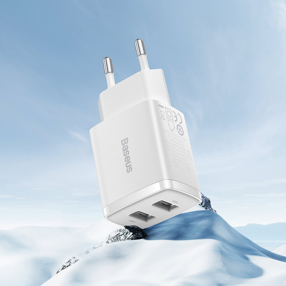Incarcator priza 2xUSB 10.5W, Baseus (CCXJ010202) - Alb - 4 | YEO