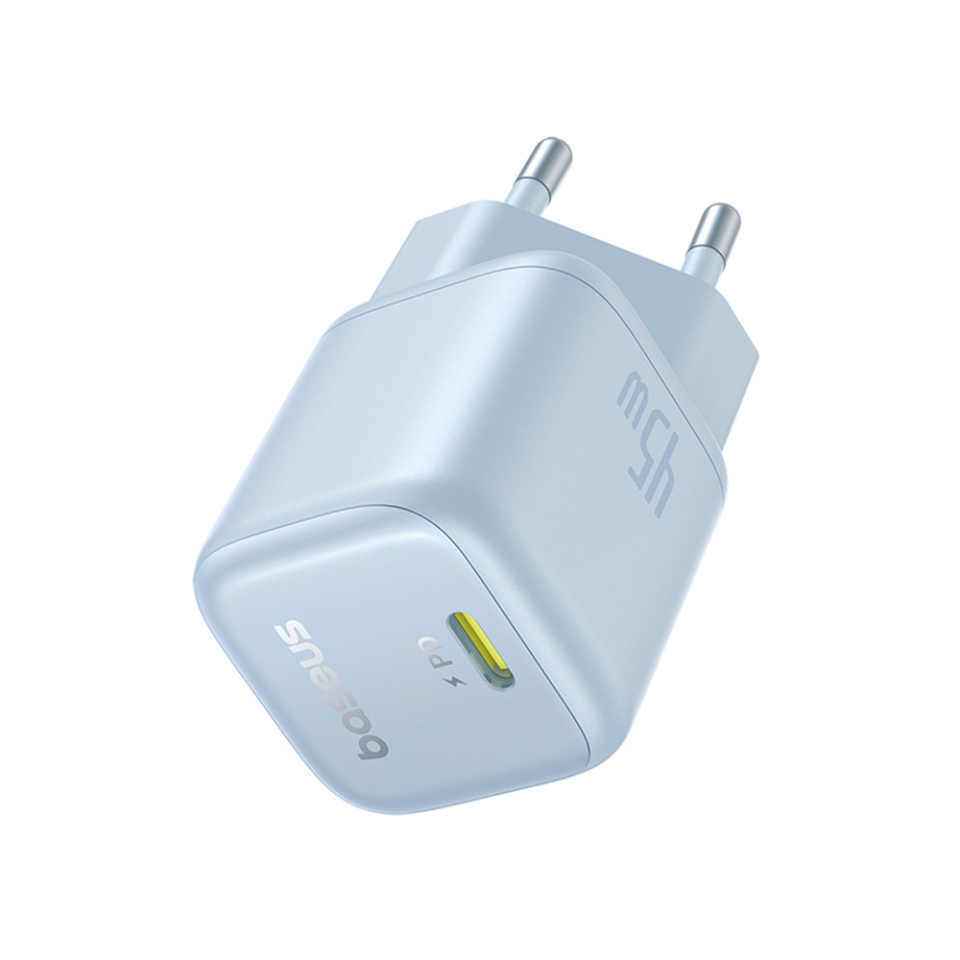 Incarcator Priza, Baseus, GaN, Fast Charging, 45W, USB-C, PicoGo, Bleu - 2 | YEO