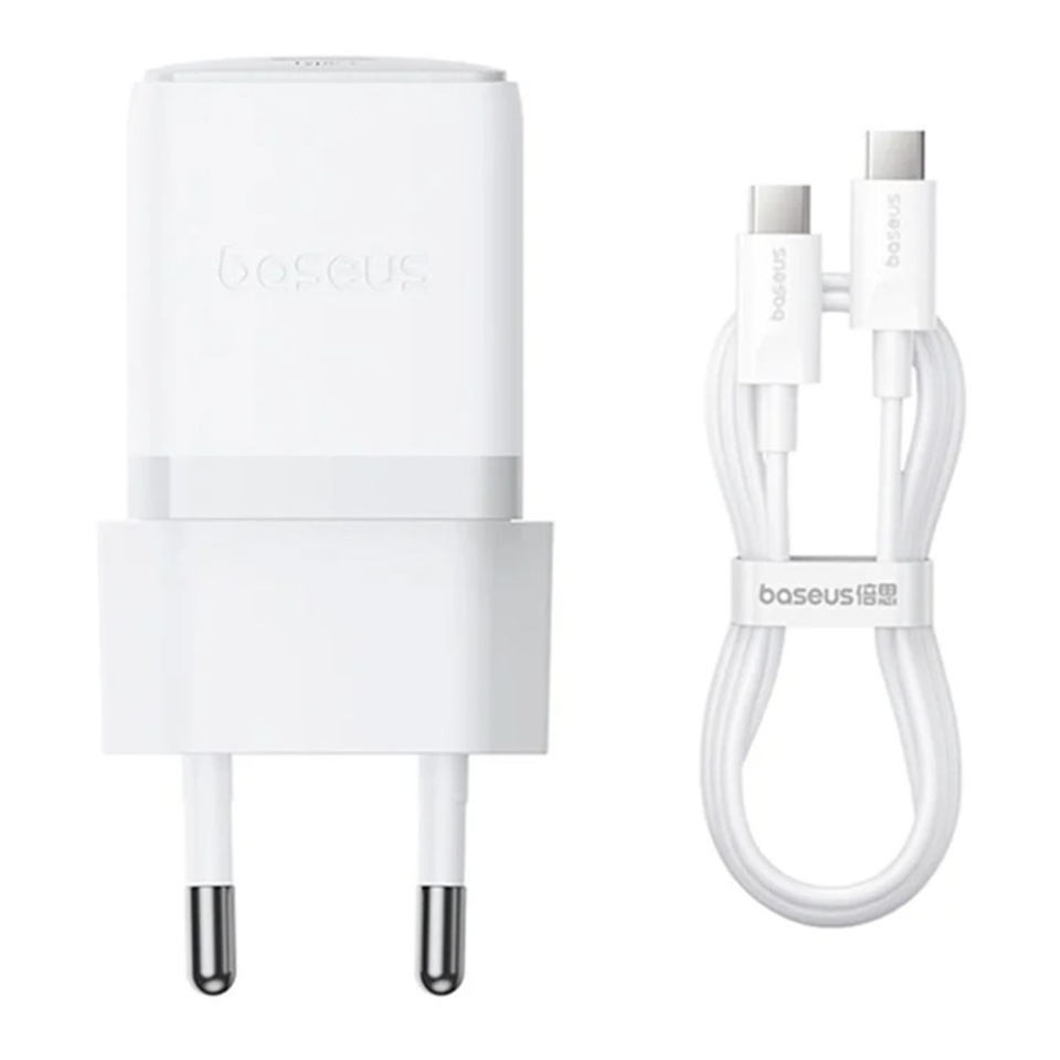 Incarcator Priza, Baseus,Type-C Cablu Inclus, Fast Charge, 30W, 5V/3.0A, 1m, Palm 5213, Alb