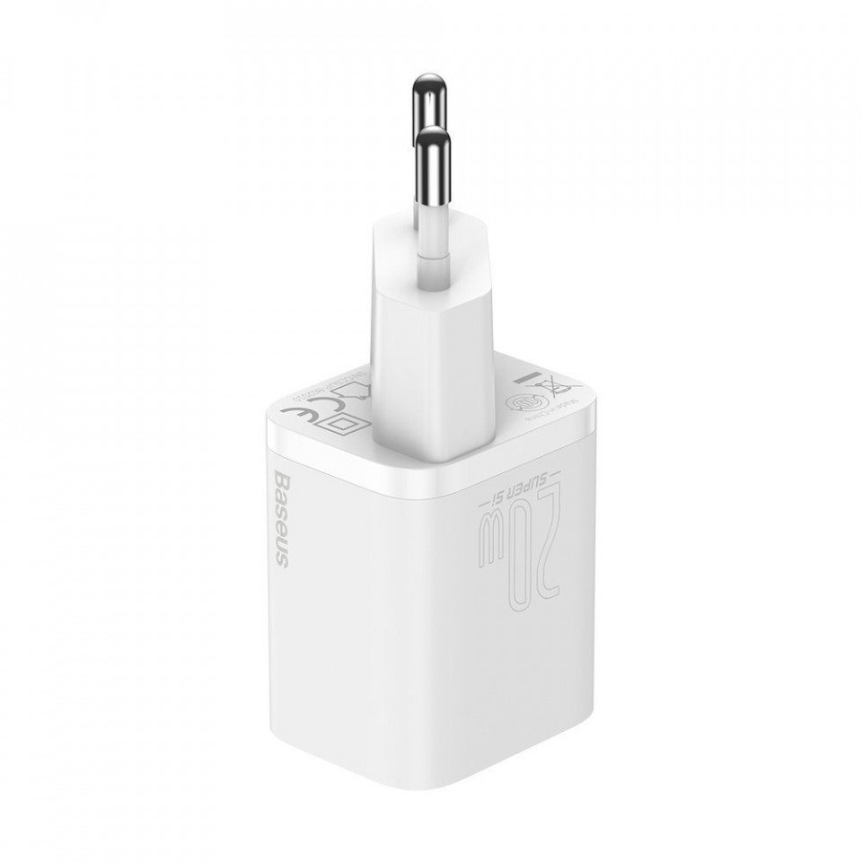 Incarcator priza Super Si cu cablu Type-C la Lightning, PD, 20W, Baseus (TZCCSUP-B02) - Alb - 3 | YEO