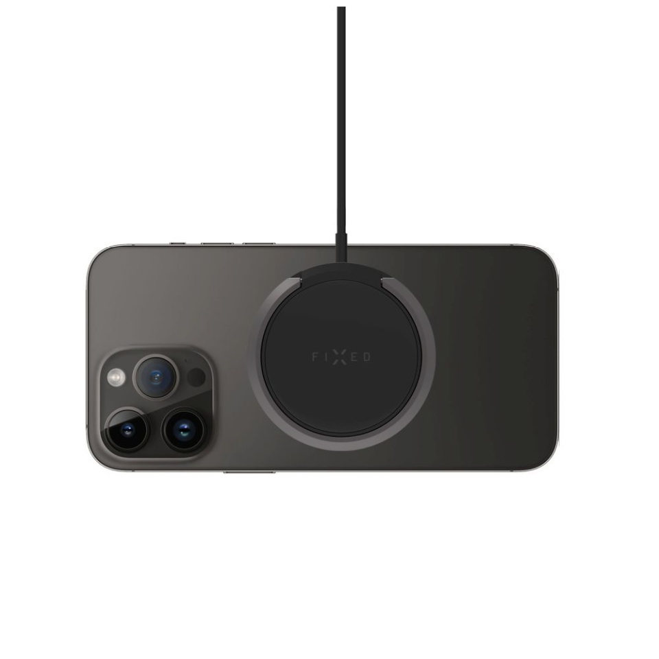 Incarcator Wireless Magnetic 15W, Compatibil MagSafe, Suport Inel Inclus, Cablu USB-C 1.2m, Fixed FIXMPAD2-BK, Negru - 1 | YEO