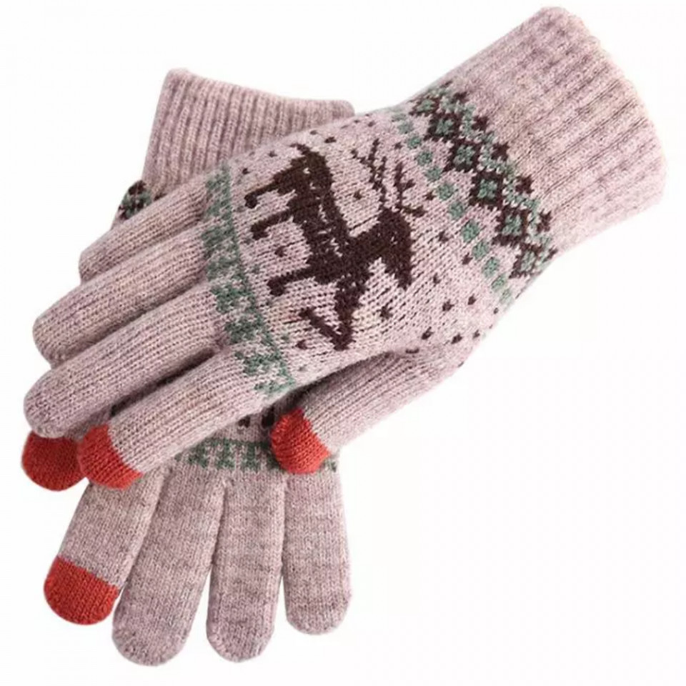 Manusi Touchscreen din lana si acril, dama, Skyddar ST02 - Khaki - 1 | YEO
