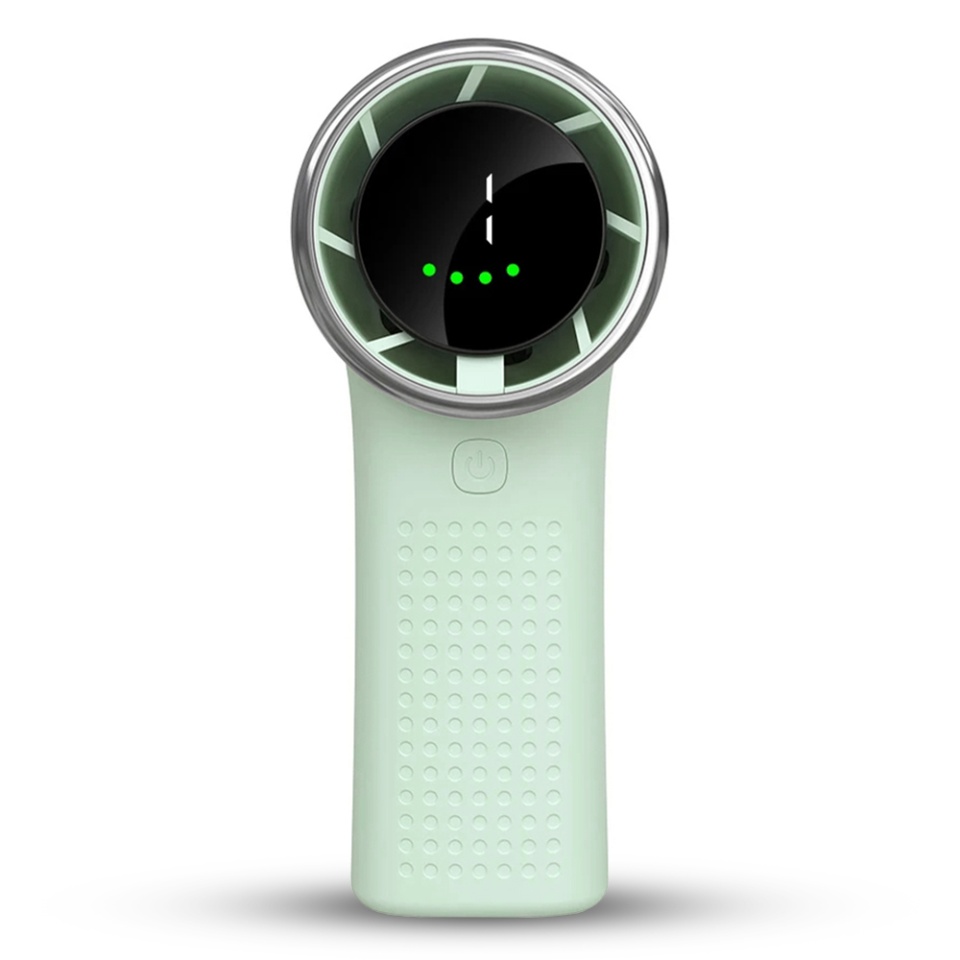 Mini Ventilator Portabil A8, LED Display, 5 Viteze, USB-C, Baterie 3600mAh, Silentios si Compact, Verde