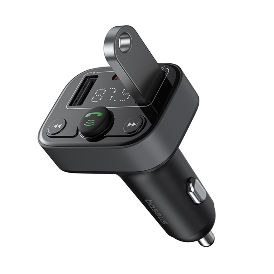 Modulator FM si Incarcatir Auto cu Bluetooth 5.0, USB, USB-C, Display, PD18W, Baseus S-09 Lite - Negru - 1 | YEO