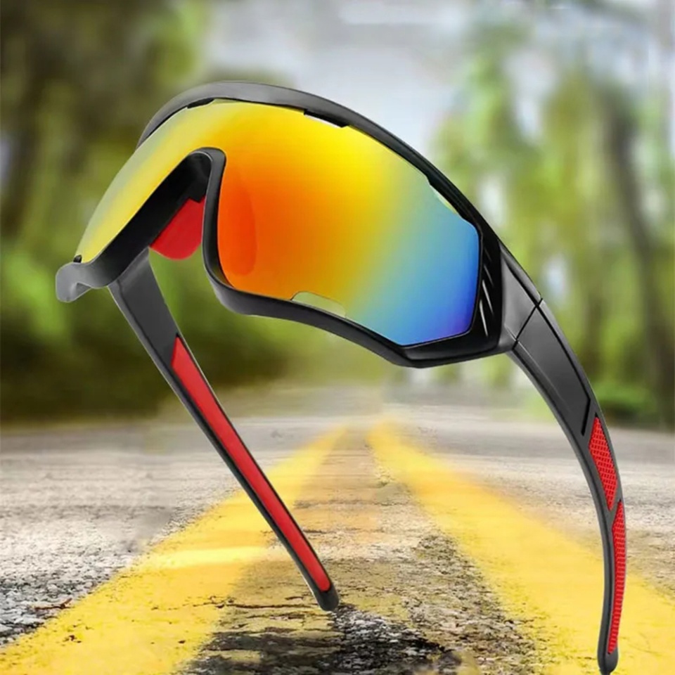 Ochelari de Ciclism și Activități Sportive Outdoor, cu Ramă și Lentile PC, Unisex 9330 - Negru Rosu Portocaliu - 3 | YEO