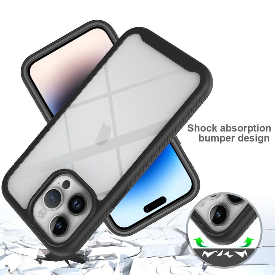 [Pachet 360°] Husa + Folie iPhone 15 Pro anti soc, Techsuit Defense - Negru - 2 | YEO