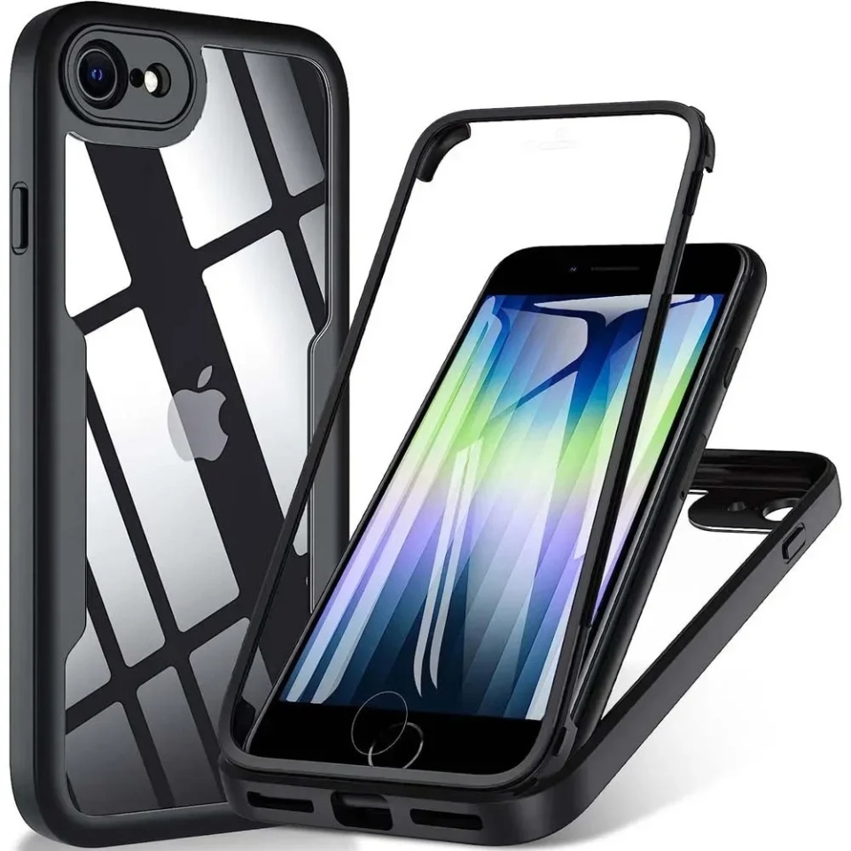 [Pachet 360°] Husa + Folie iPhone SE 2, SE 2020 / 7 / 8 / SE 3, SE 2022, SKDR ColorShield 360° - Negru