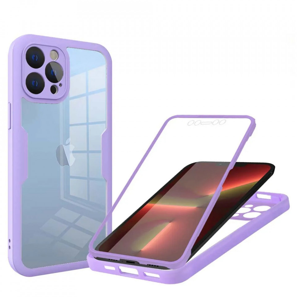 [Pachet 360°] Husa + Folie pentru iPhone 13 Pro, SKDR ColorShield 360° - Mov