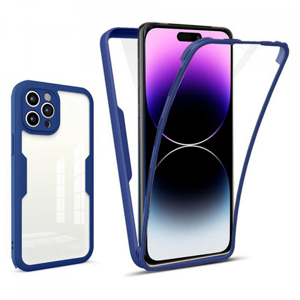 [Pachet 360°] Husa + Folie pentru iPhone 14 Pro Max, SKDR ColorShield 360° - Albastru