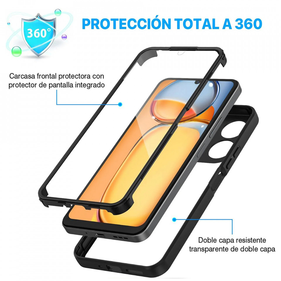 [Pachet 360°] Husa + Folie pentru Xiaomi Redmi 13C 4G / Poco C65, SKDR ColorShield 360° - Negru - 1 | YEO