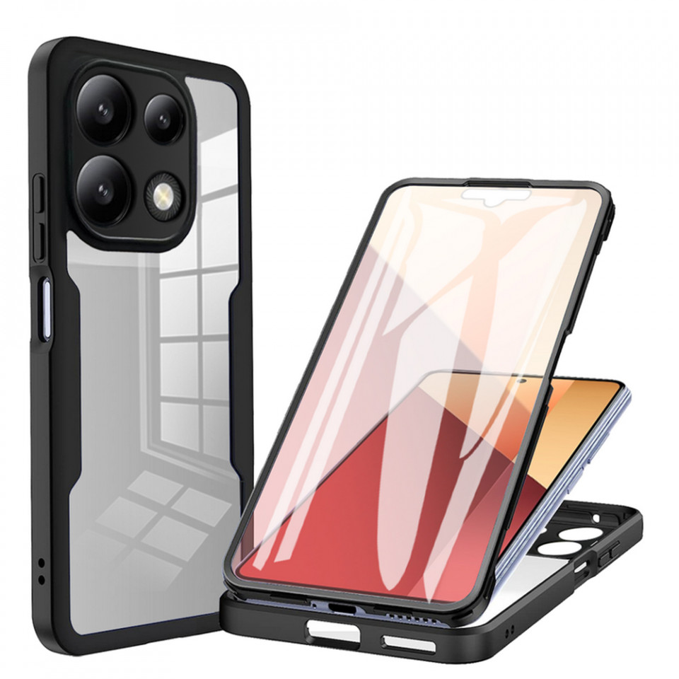 [Pachet 360°] Husa + Folie pentru Xiaomi Redmi Note 13 4G, SKDR ColorShield 360° - Negru