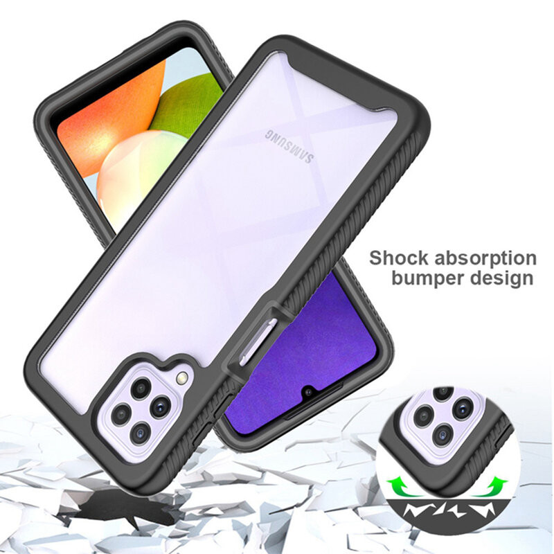 [Pachet 360°] Husa + Folie Samsung Galaxy A22, Techsuit Defense - Negru - 2 | YEO