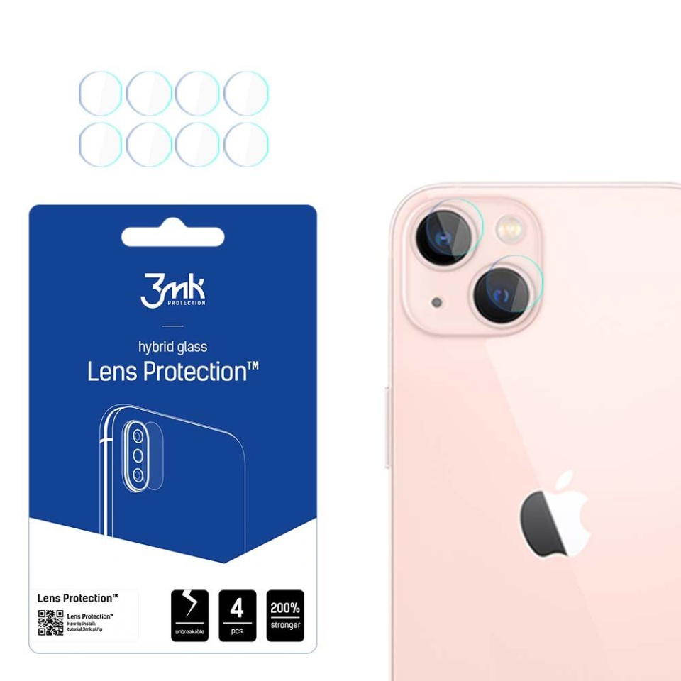 [Pachet 4x] Folie camera pentru iPhone 14, 3mk Lens Protection, Transparenta
