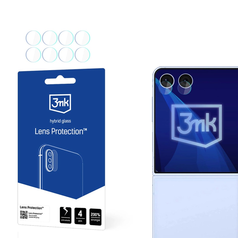 [Pachet 4x] Folie camera pentru Samsung Galaxy Z Flip7, 3mk Lens Protection, Transparenta